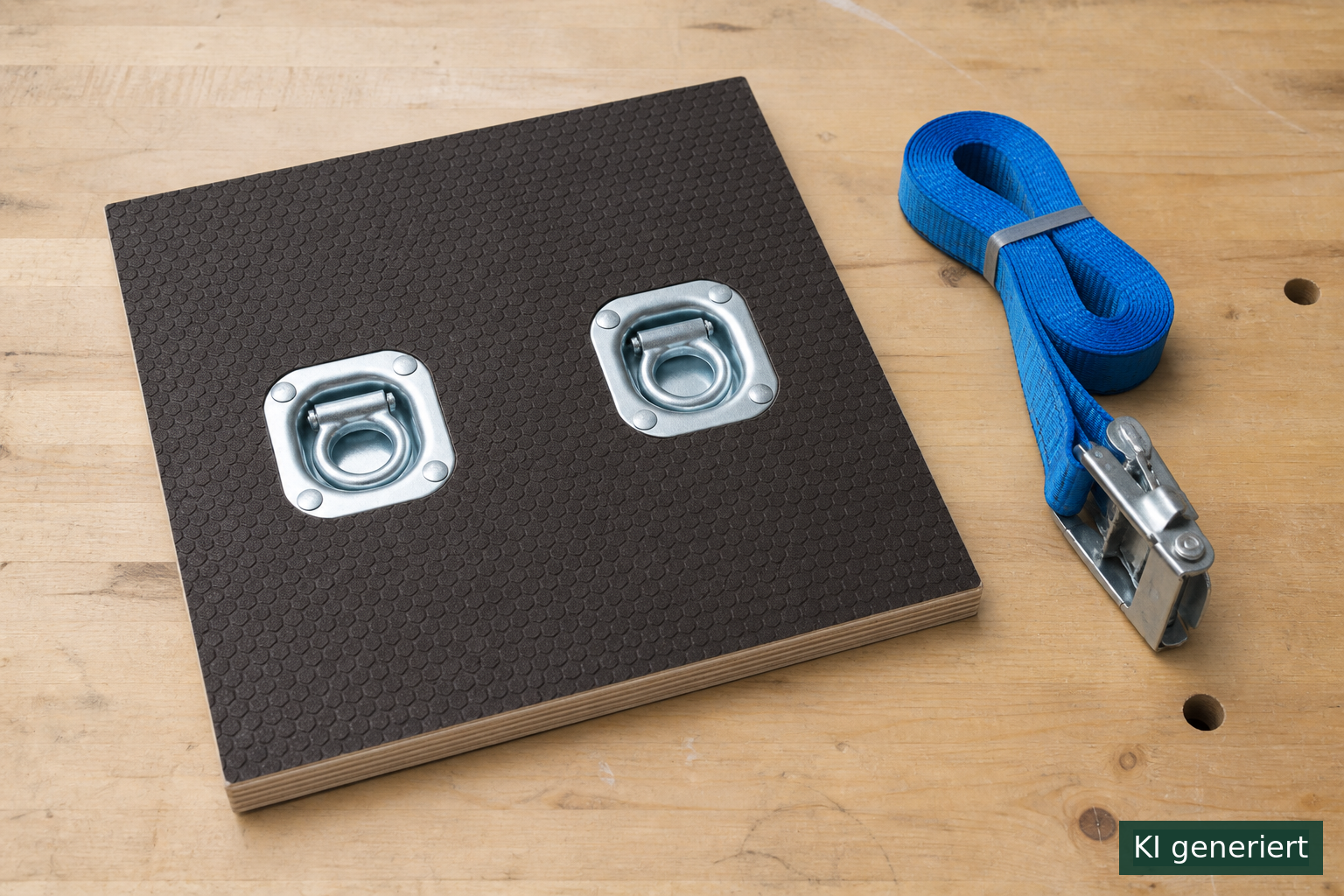 KI-generierte illustrative Darstellung zum Ratgeberthema Zurrpunkte am Anhänger auswählen und nutzen